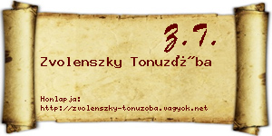 Zvolenszky Tonuzóba névjegykártya